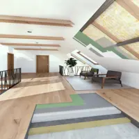 Finisare mansardă cu plăci din  gips-carton. Finisare pardoseală  din șapă flotantă cu parchet  triplustratificat