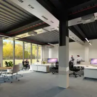 Protecţia la foc a structurii metalice folosind plăci Glasroc® F Ridurit și sistem de ventilare/climatizare CLIMAVER®