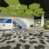 Pereţi de compartimentare cu proprietăţi acustice, realizaţi din plăci Rigips® FONIC. Plafoane din gama Ecophon®