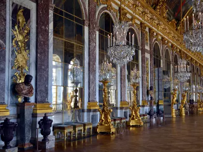 Hall of mirrors in the Palace of Versailles, France