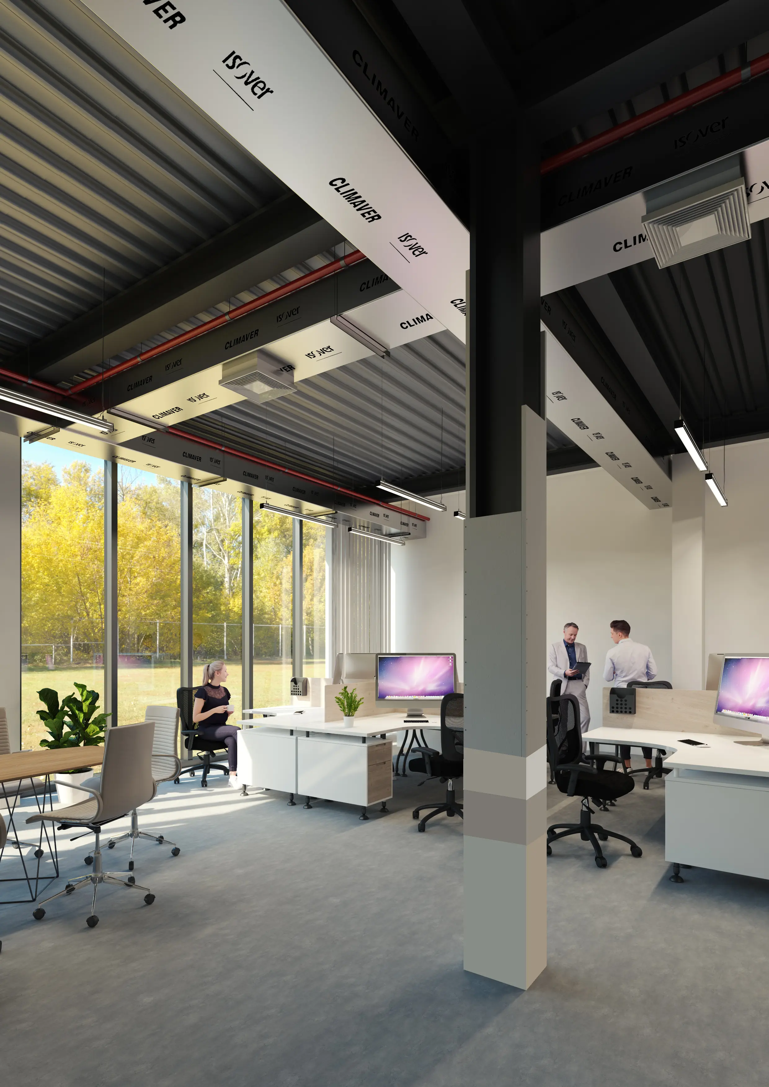 Protecţia la foc a structurii metalice folosind plăci Glasroc® F Ridurit și sistem de ventilare/climatizare CLIMAVER®