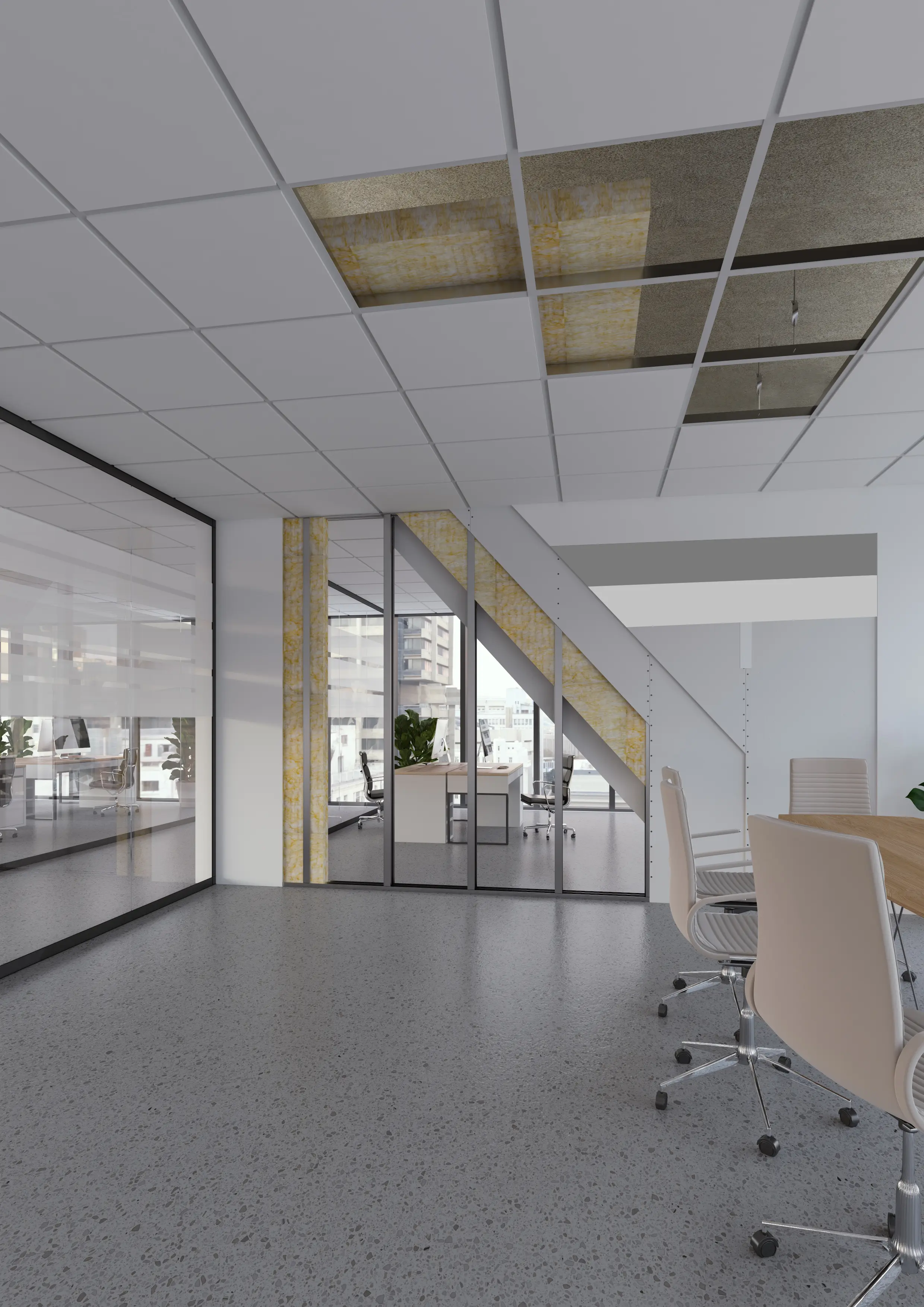 Recompartimentarea spaţiilor cu pereţi din gips-carton. Refacere cu plafoane casetate