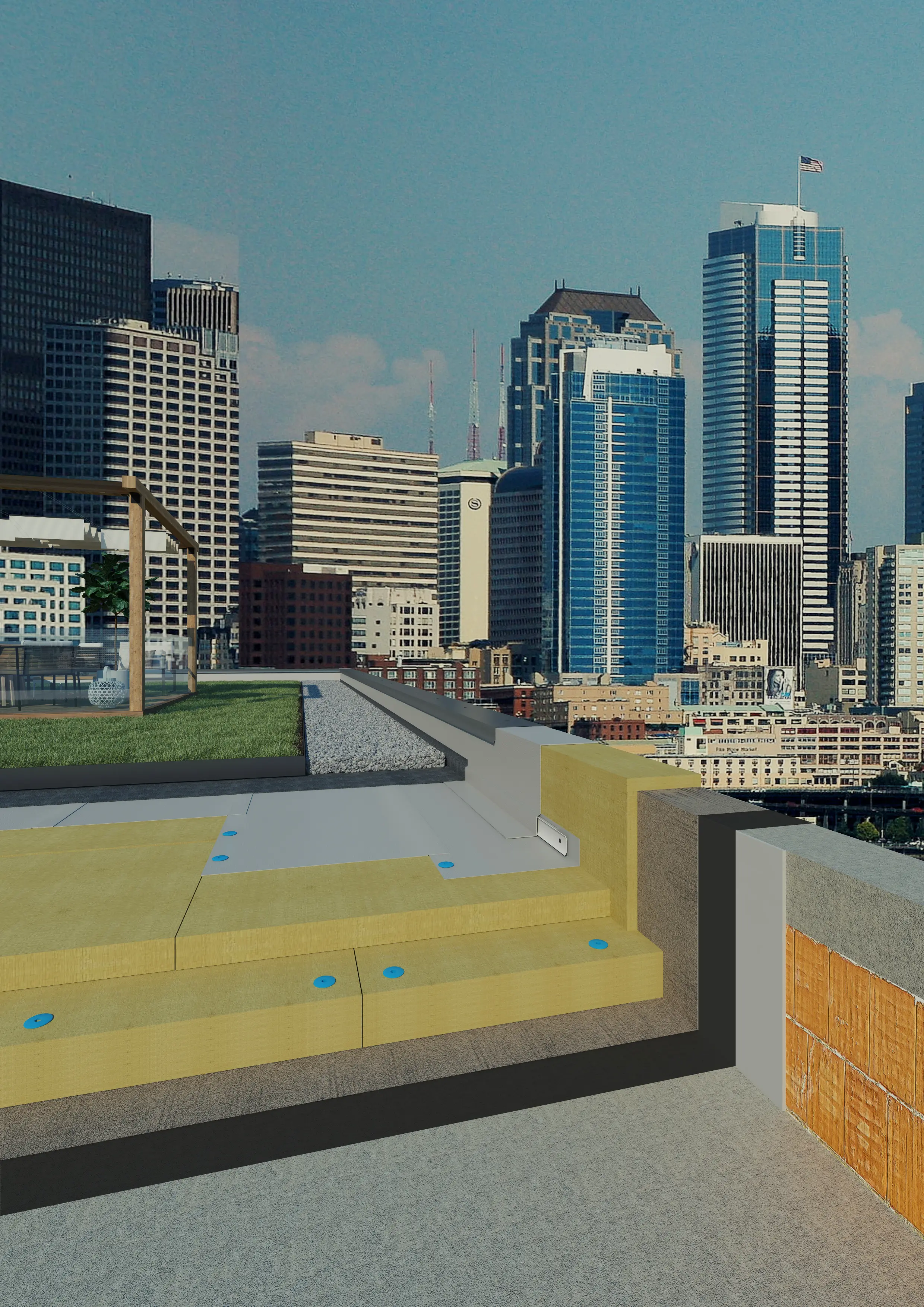 Acoperiș terasă verde, parţial circulabil